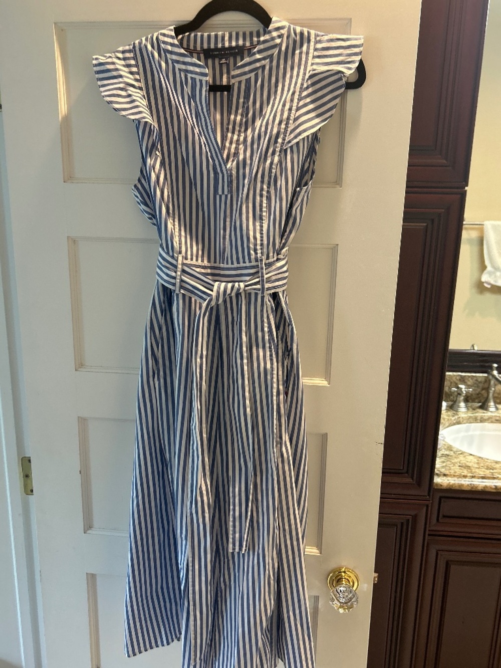 Tommy Hilfiger striped sleeveless belted dress